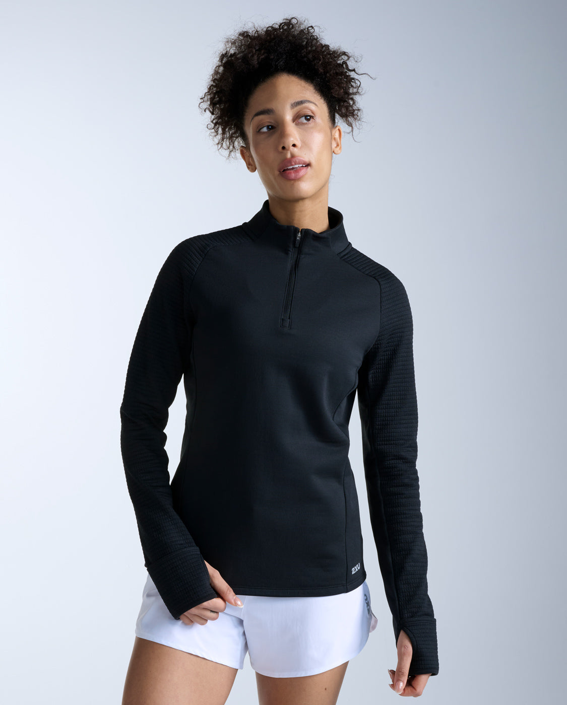 2xu-ignition-haptic-1-4-zip-black-silver-laufshirt image 1