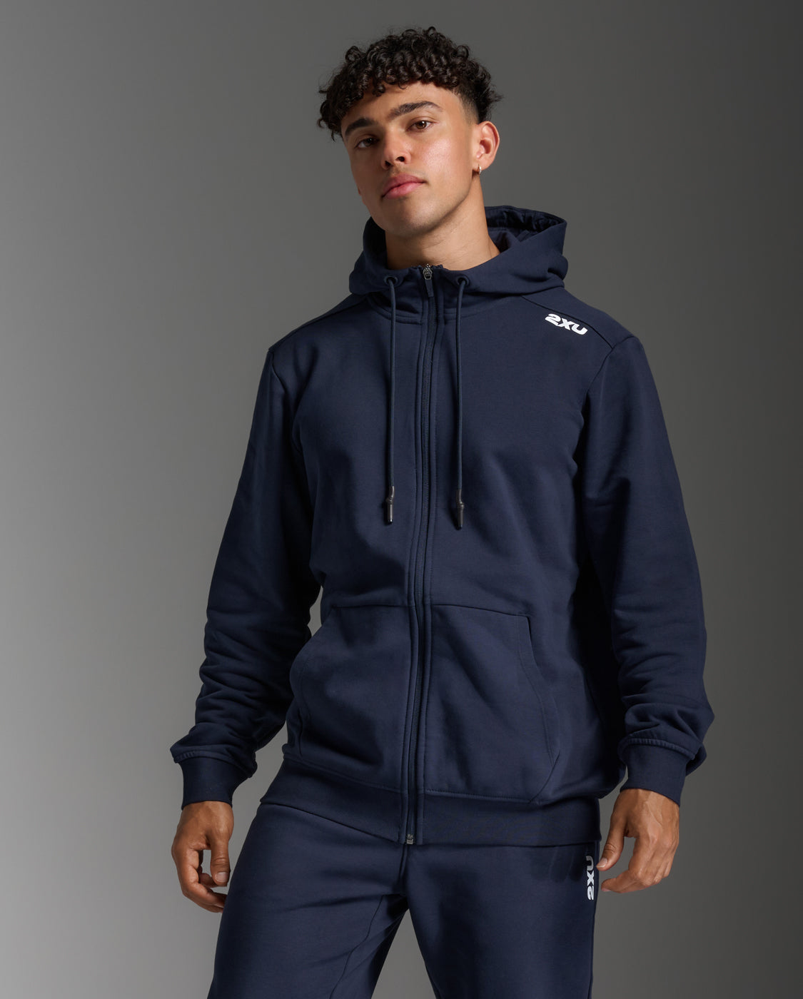 2xu-motion-aspire-zip-hoodie-herren-midnight-white-fleece image 2