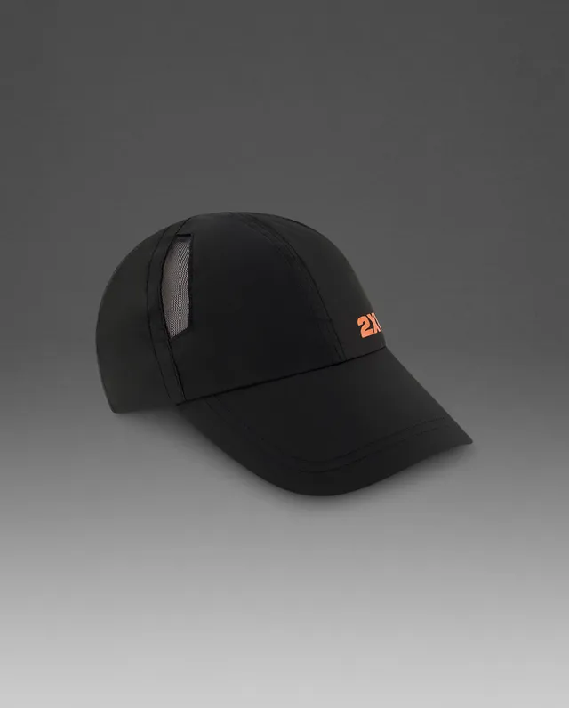 2xu-aero-run-cap-laufcap-black-solar-orange-unisex image 1