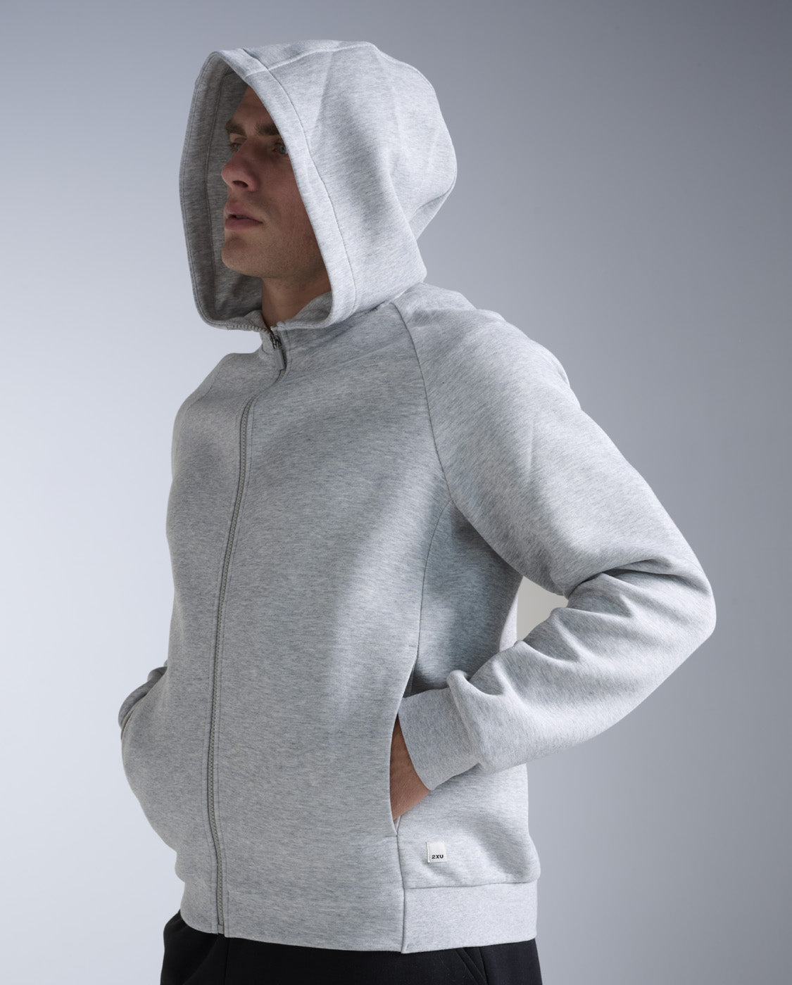 2xu-24-7-commute-zip-hoodie-grey-marle-fleece image 3