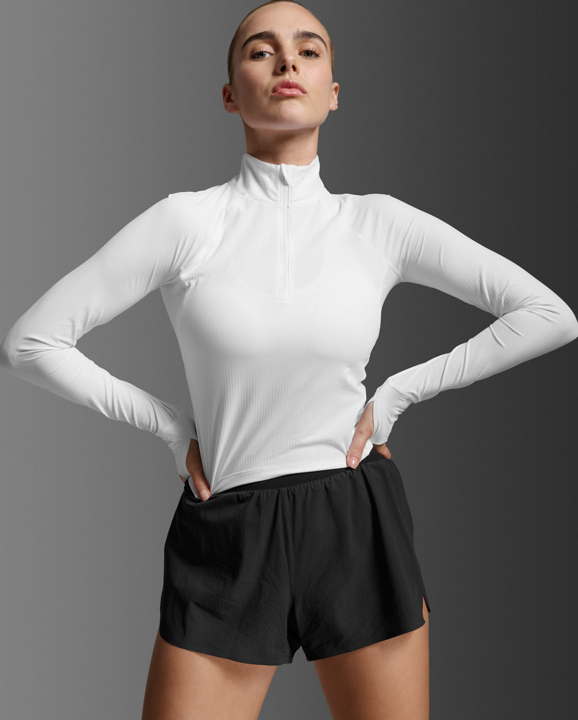 2xu-aero-waffle-1-2-zip-langarmshirt-damen-wei-reflective image 1