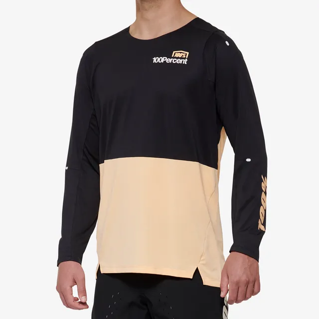 100-r-core-x-langarm-trikot-black-peach-mtb-jersey image 1