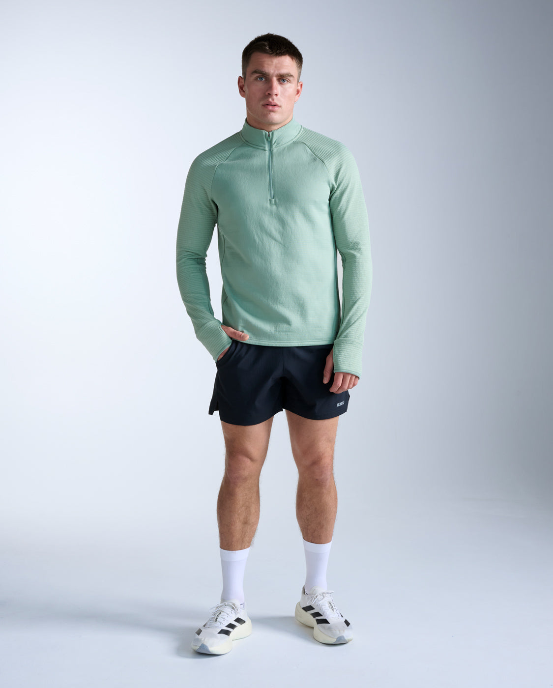 2xu-ignition-haptic-1-4-zip-laufshirt-eucalyptus-black image 5