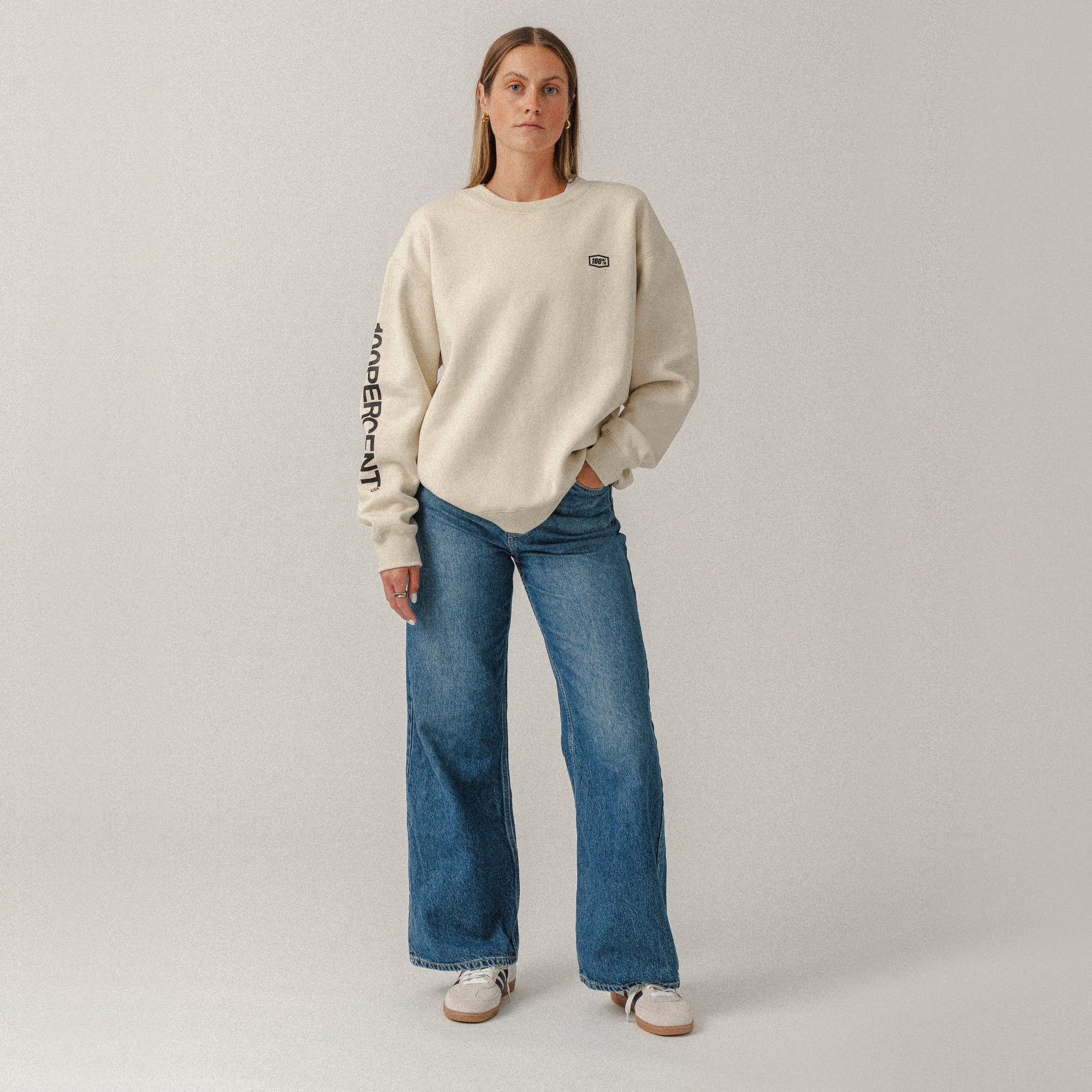 100-roots-pullover-bone-fleece-crewneck-unisex-beige image 2
