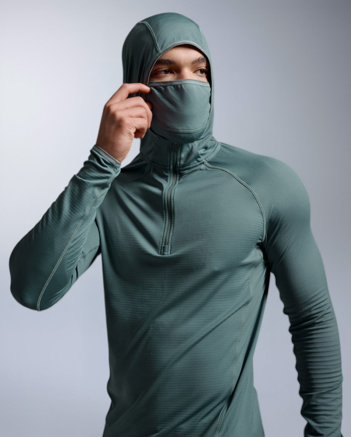 2xu-ignition-grid-1-2-zip-hoodie-olive-leaf-winter image 4