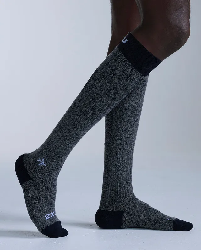 2xu-flight-kompressionssocken-grey-marle-white-bambus image 1