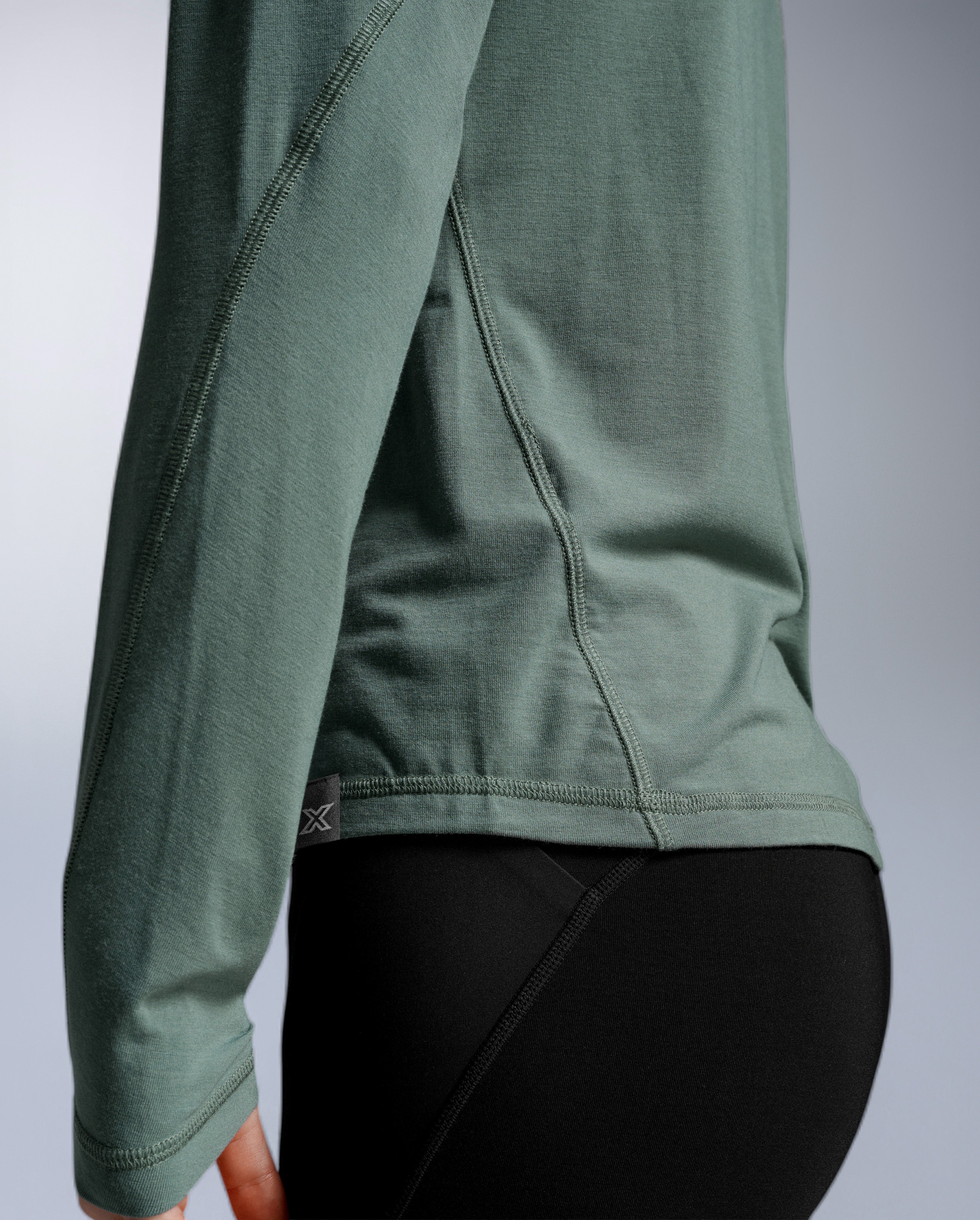 2xu-ignition-wool-long-sleeve-wollshirt-olive-damen image 6