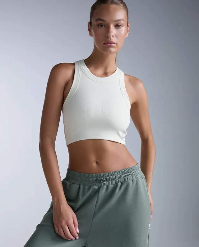 2xu-fluid-tencel-ribbed-crop-tank-top-chalk-damen image 1