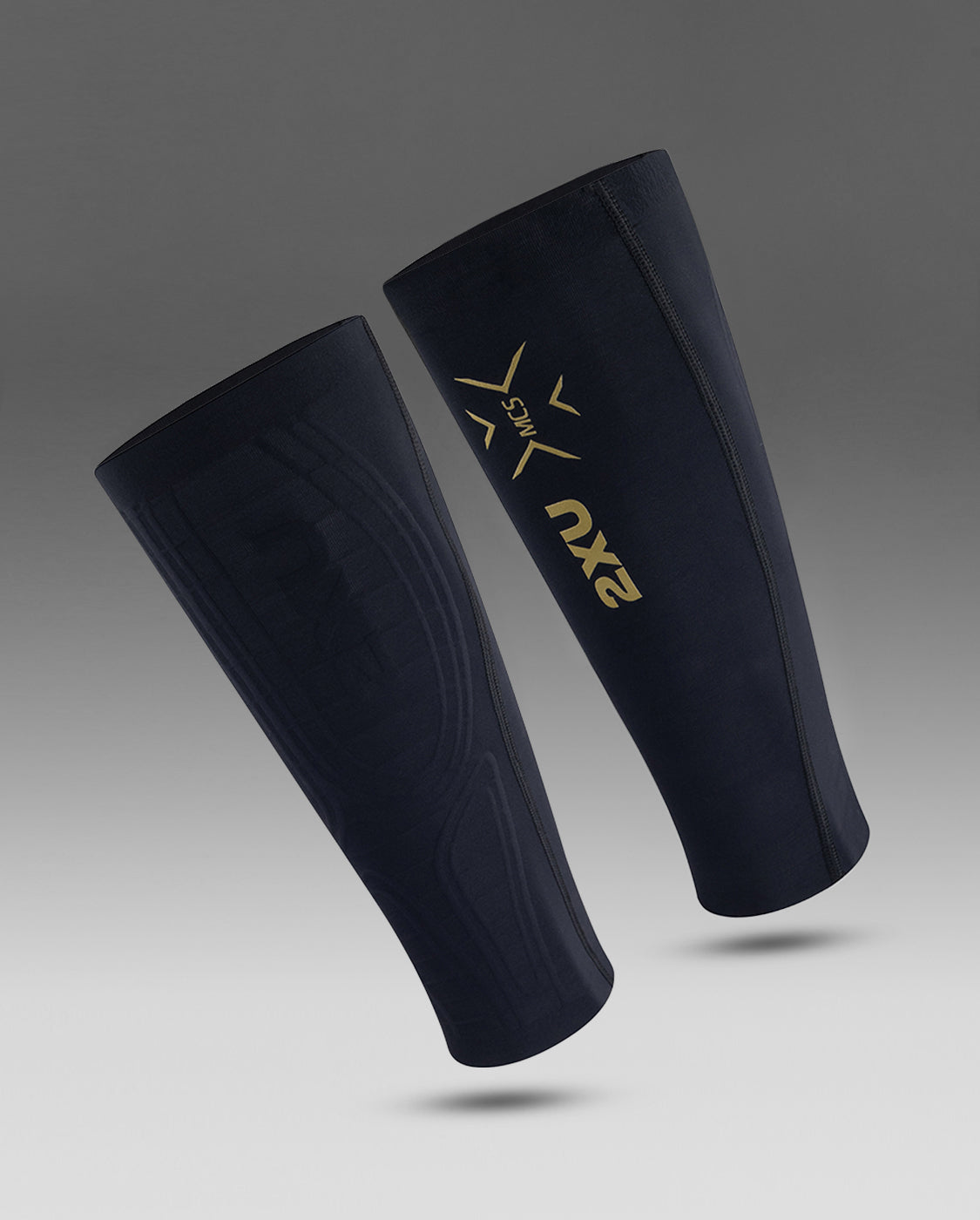2xu-light-speed-compression-calf-guards-black-gold-fest image 2