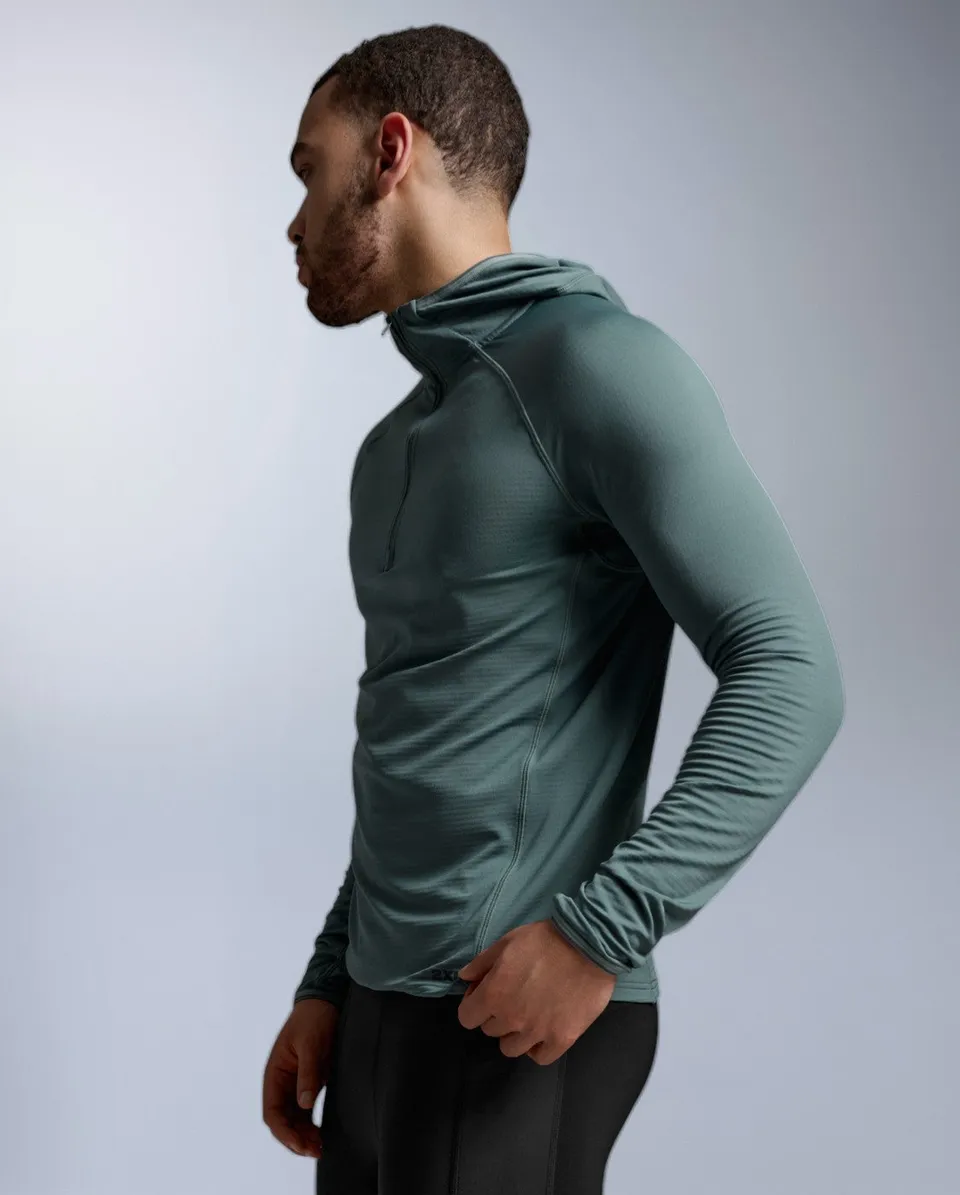 2xu-ignition-grid-1-2-zip-hoodie-olive-leaf-winter image 1