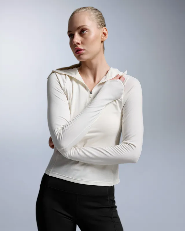 2xu-ignition-grid-hoodie-damen-chalk-1-2-zip-warm image 1