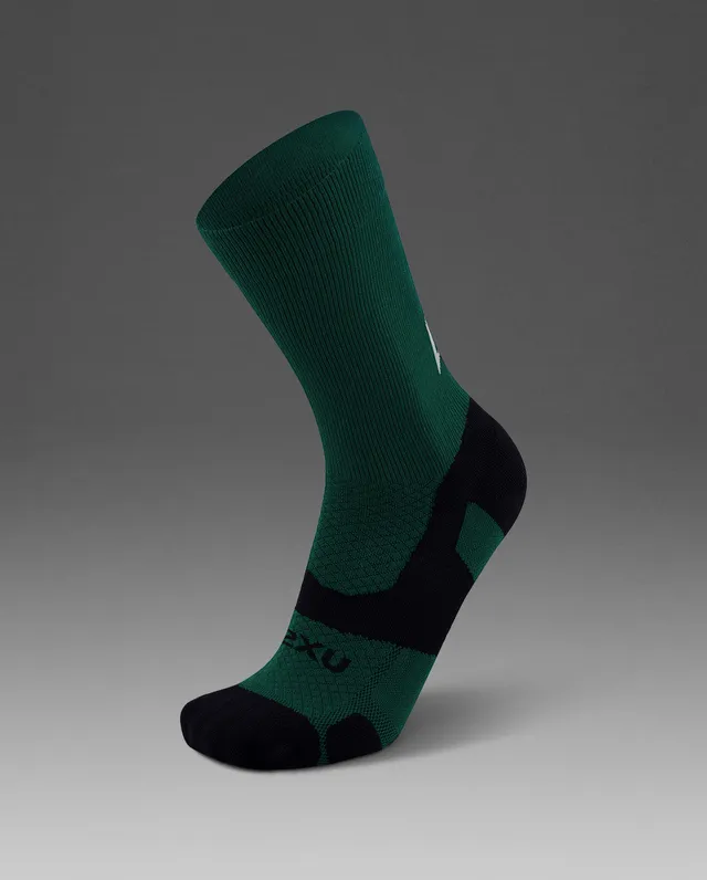 2xu-vectr-light-cushion-crew-socken-dark-moss-white image 1