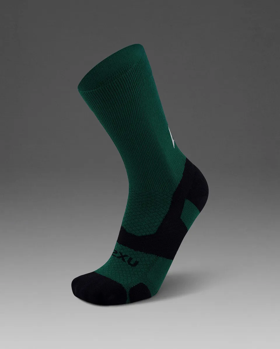 2xu-vectr-light-cushion-crew-socken-dark-moss-white image 1
