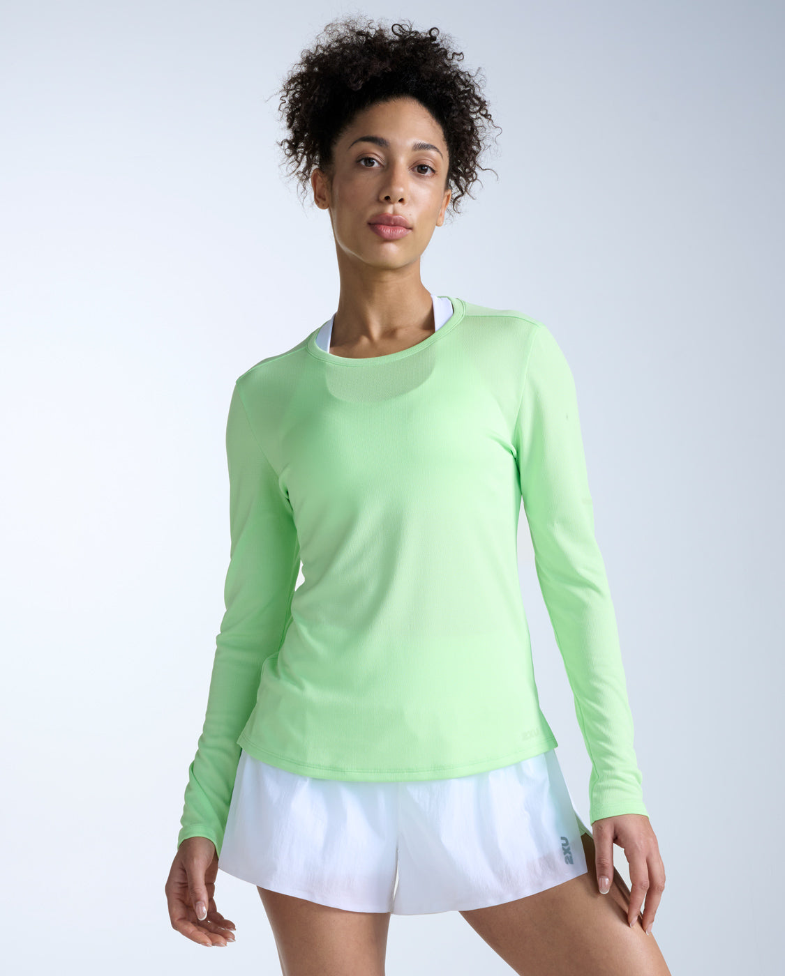 2xu-aero-long-sleeve-laufshirt-damen-lime-zest-mesh image 1