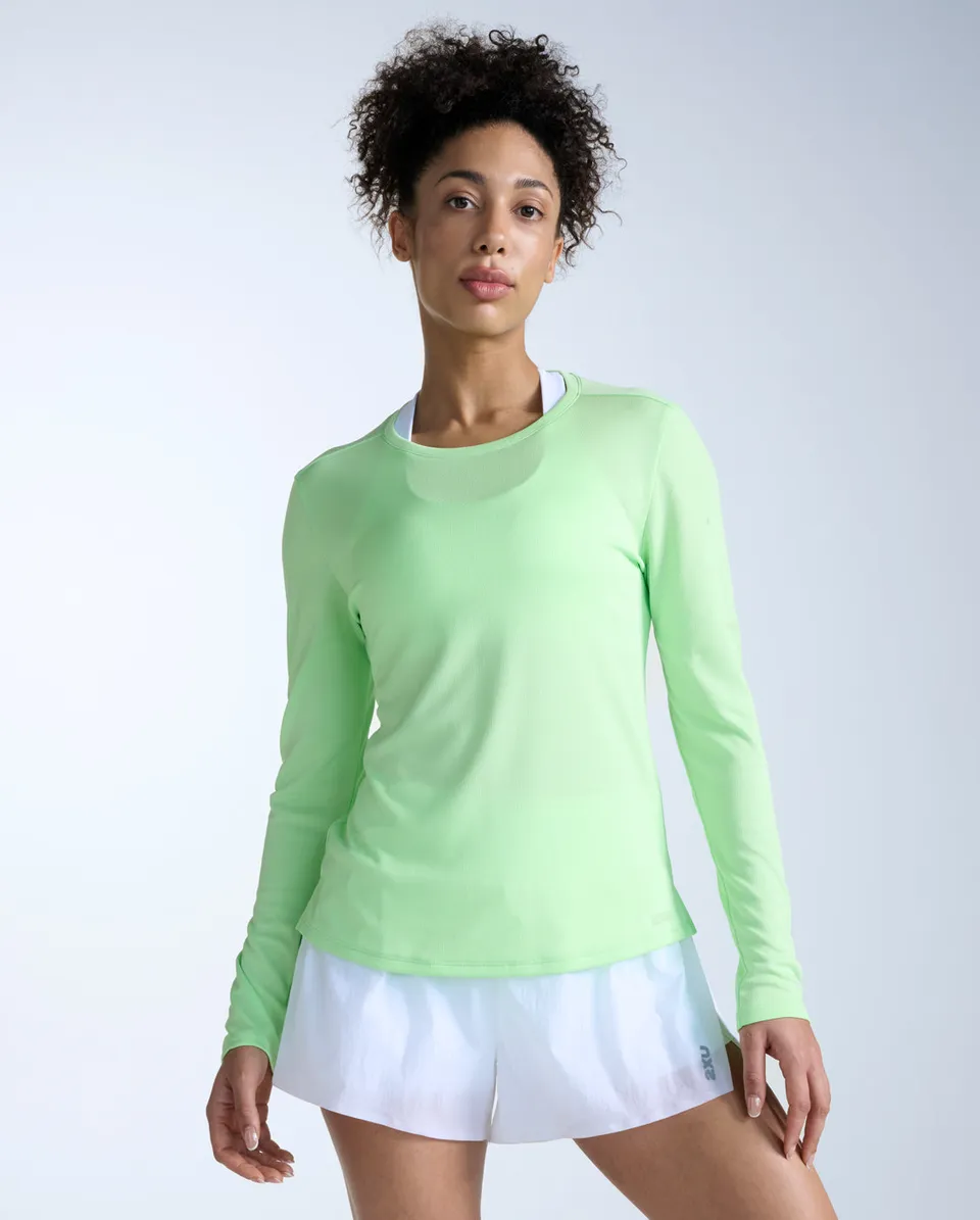 2xu-aero-long-sleeve-laufshirt-damen-lime-zest-mesh image 1