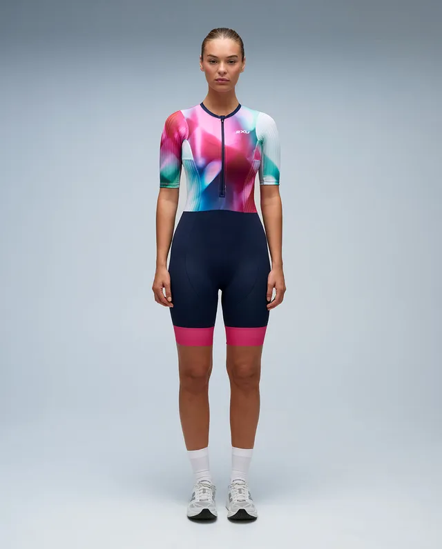 2xu-aero-sleeved-trisuit-triathlonanzug-electric-rose image 1