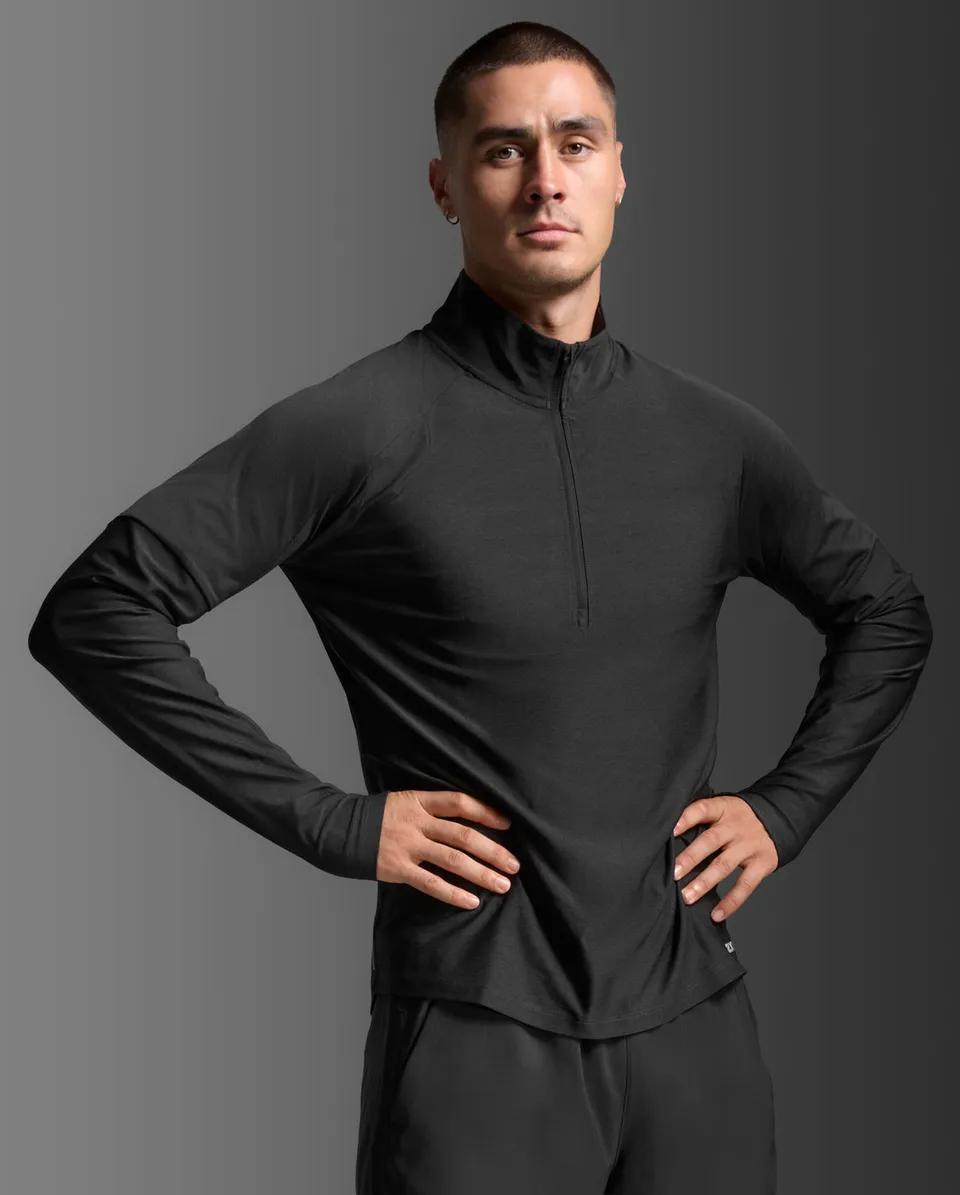 2xu-aero-1-2-zip-laufshirt-langarm-herren-schwarz-slim image 1