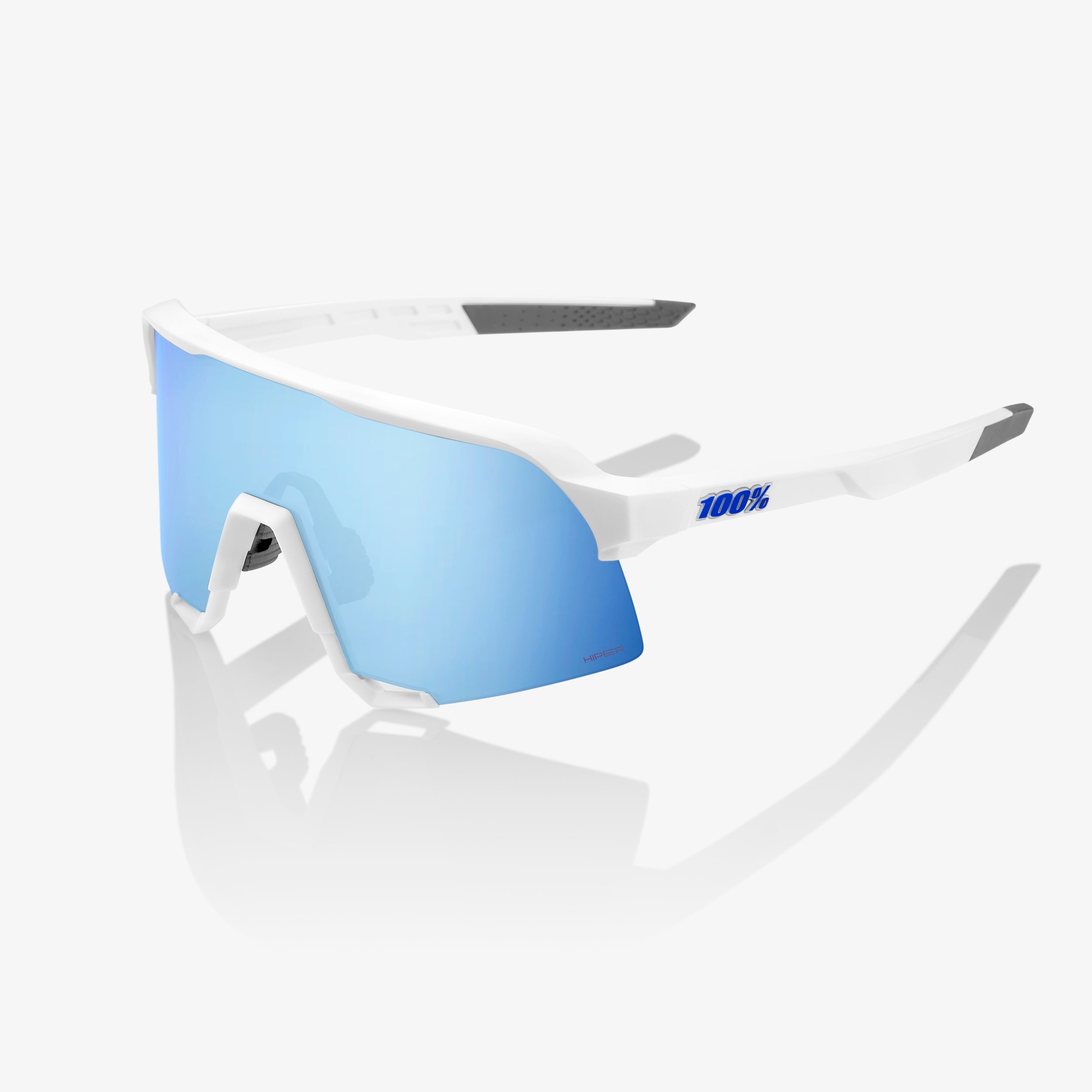 100-s3-matte-white-hiper-blue-sportbrille-verspiegelt image 1