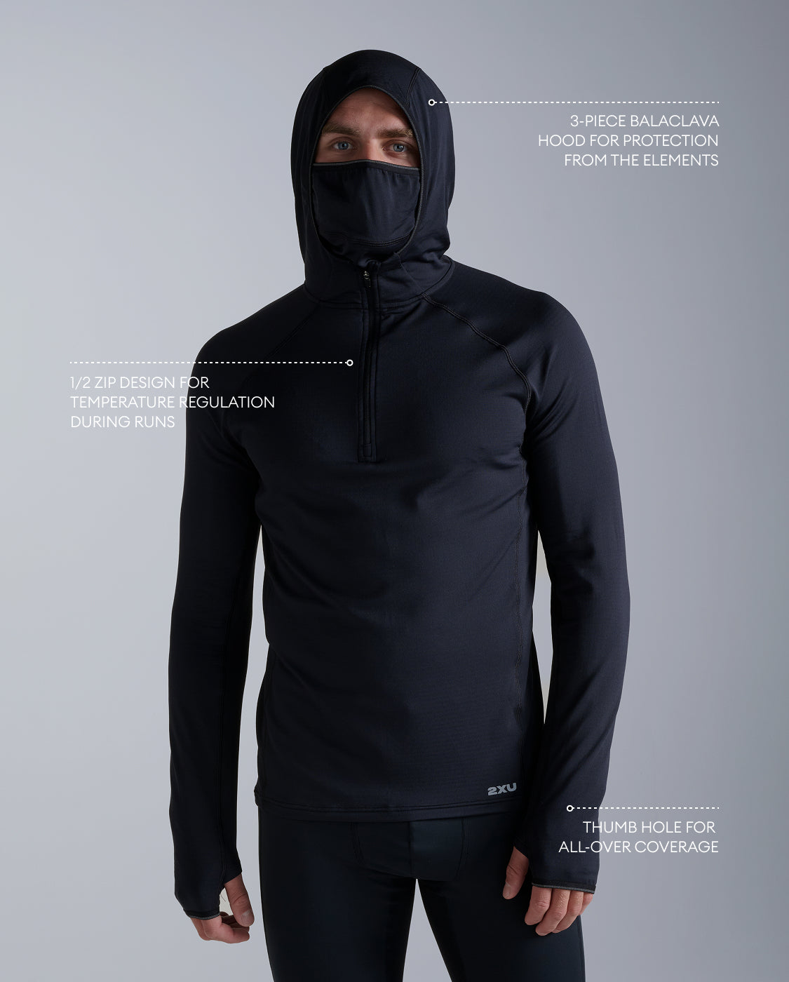 2xu-ignition-grid-1-2-zip-hoodie-herren-black-silver image 2