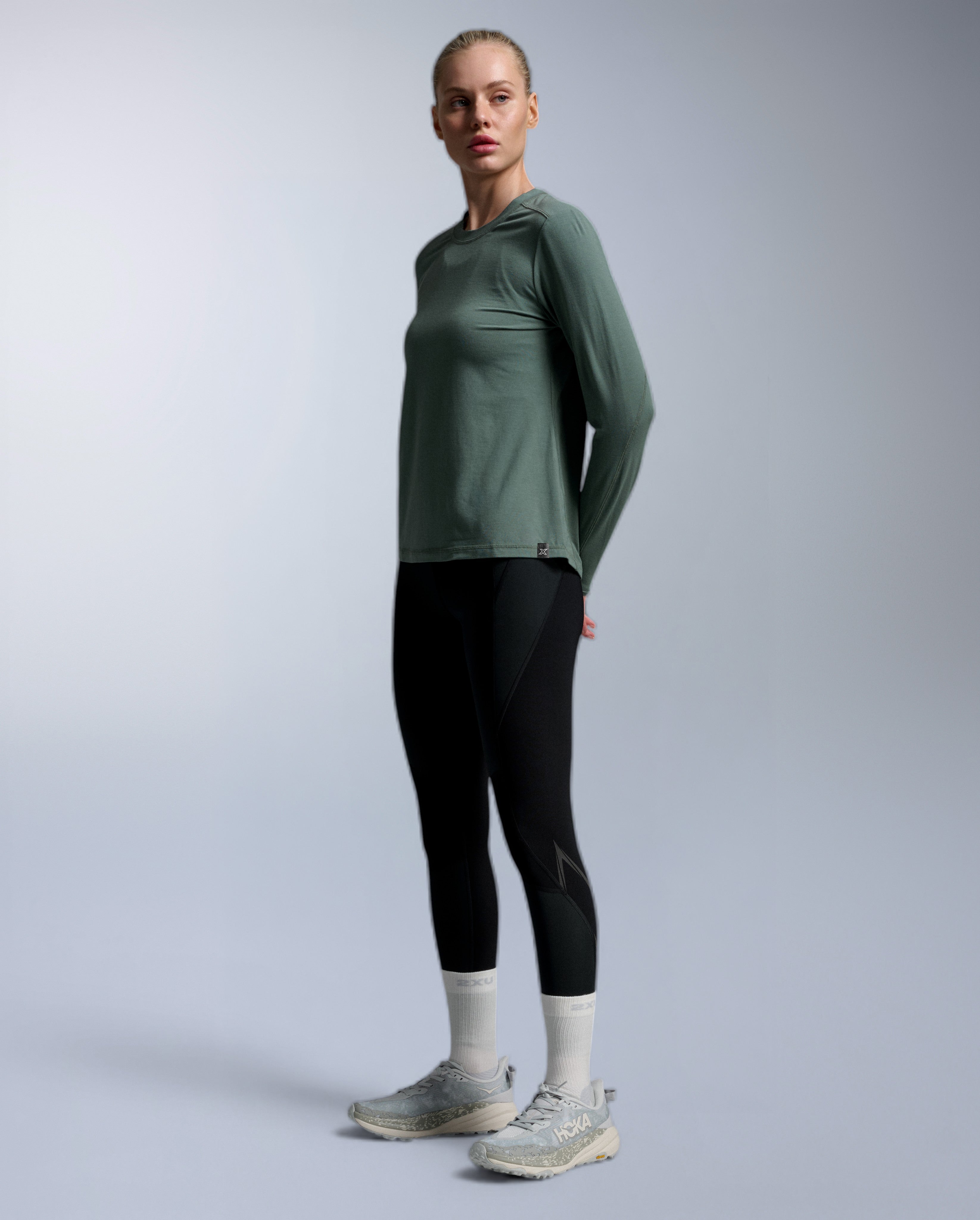 2xu-ignition-wool-long-sleeve-wollshirt-olive-damen image 3