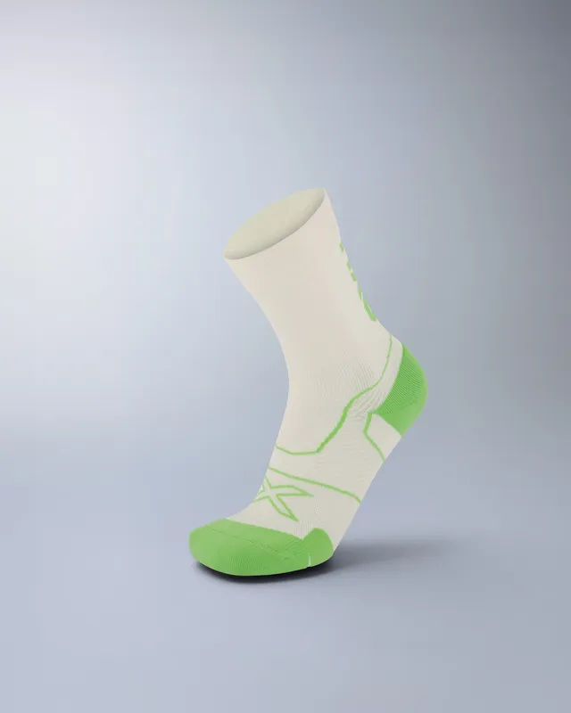 2xu-vectr-cushion-crew-socken-chalk-lime-zest image 1