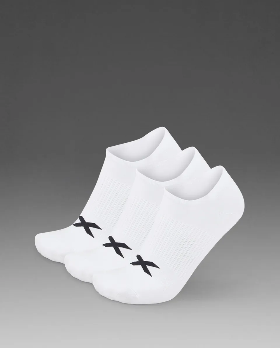 2xu-24-7-invisible-socks-3-pack-white-black image 1
