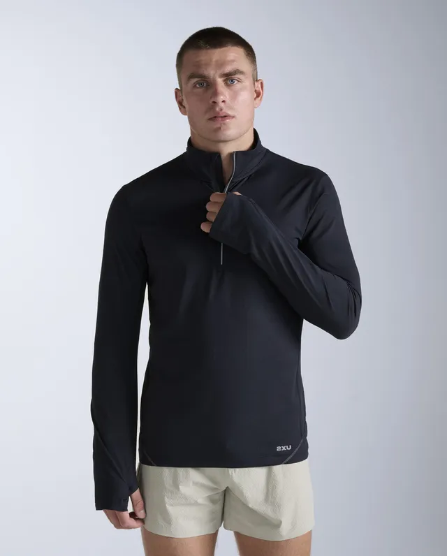 2xu-aero-trail-1-2-zip-langarmshirt-herren-schwarz-stretch image 1