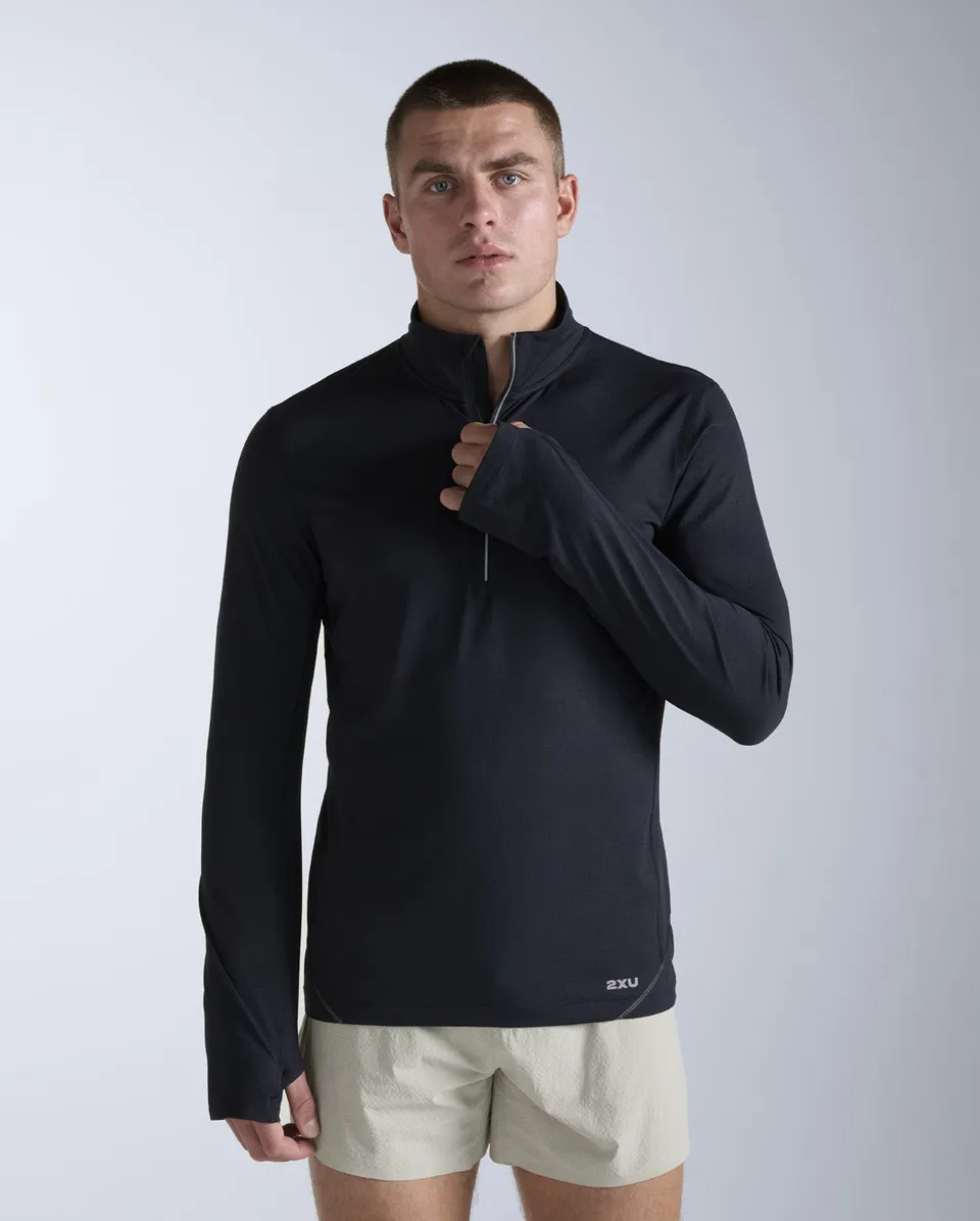 2xu-aero-trail-1-2-zip-langarmshirt-herren-schwarz-stretch image 1