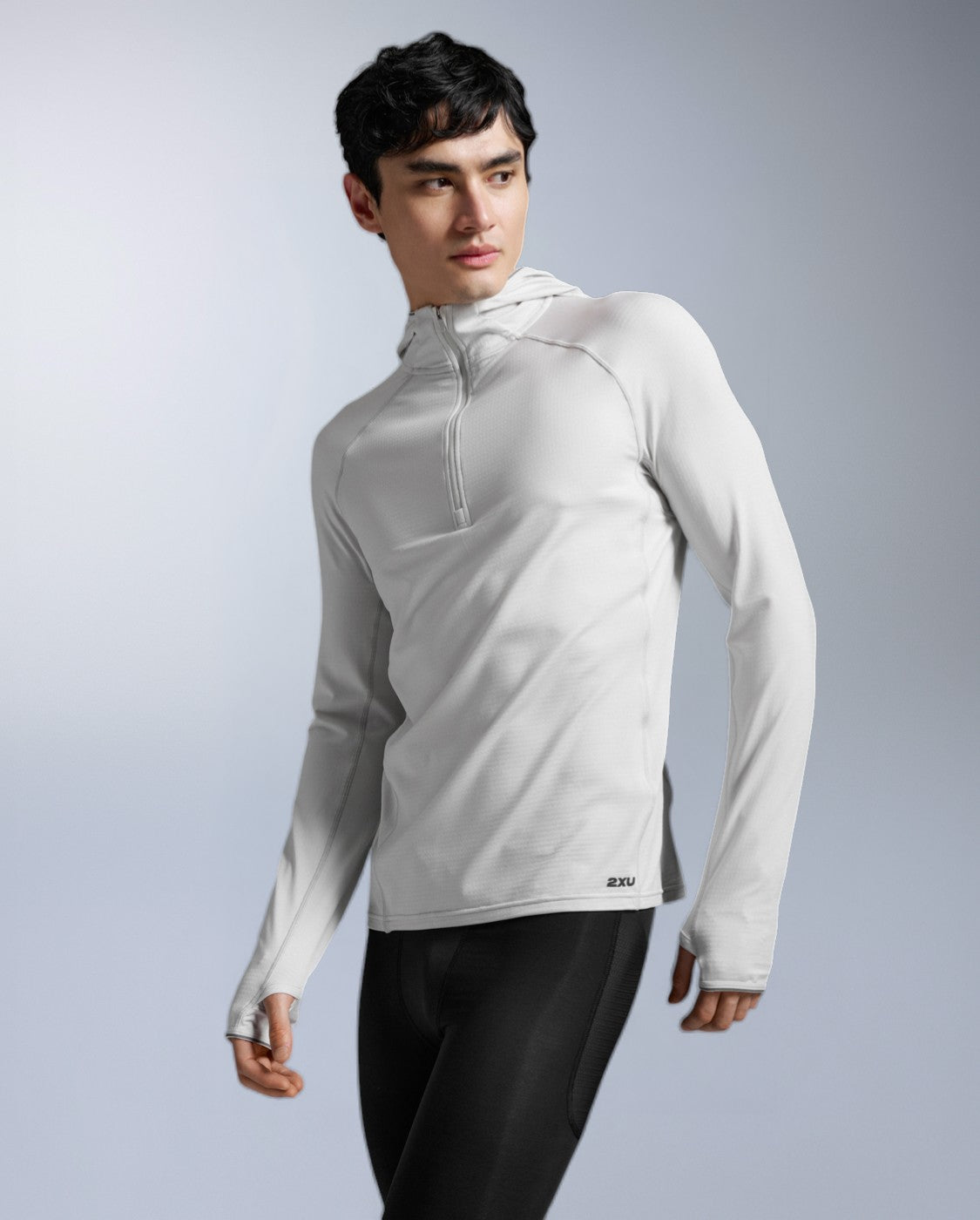 2xu-ignition-grid-1-2-zip-hoodie-herren-chalk-thermo image 2