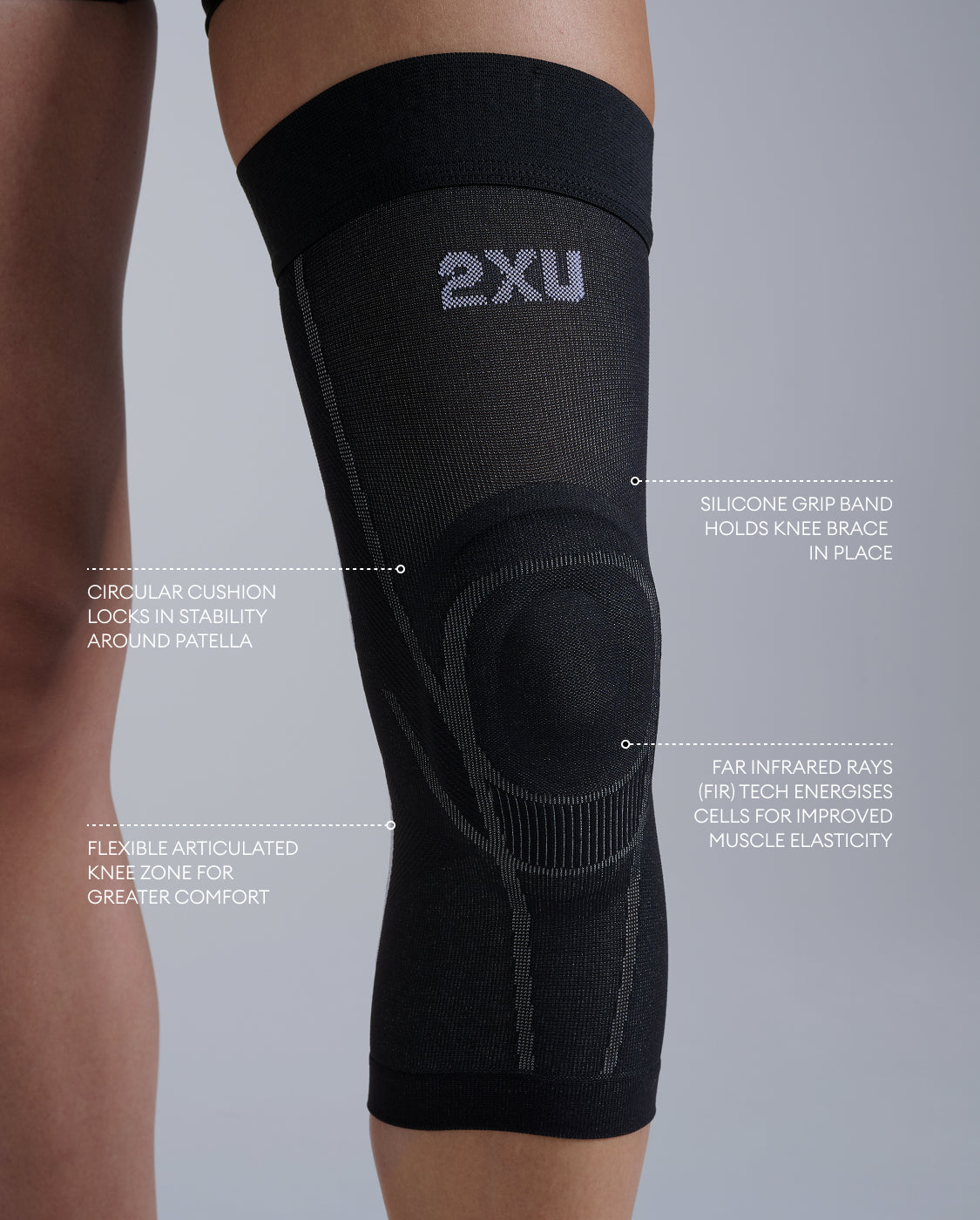 2xu-recovery-kniebandage-mit-fir-grau-schwarz-st-tze image 2
