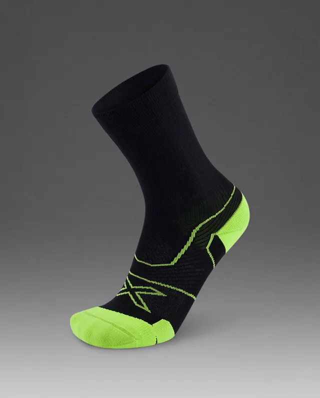2xu-vectr-cushion-crew-socken-black-volt-kompression image 1