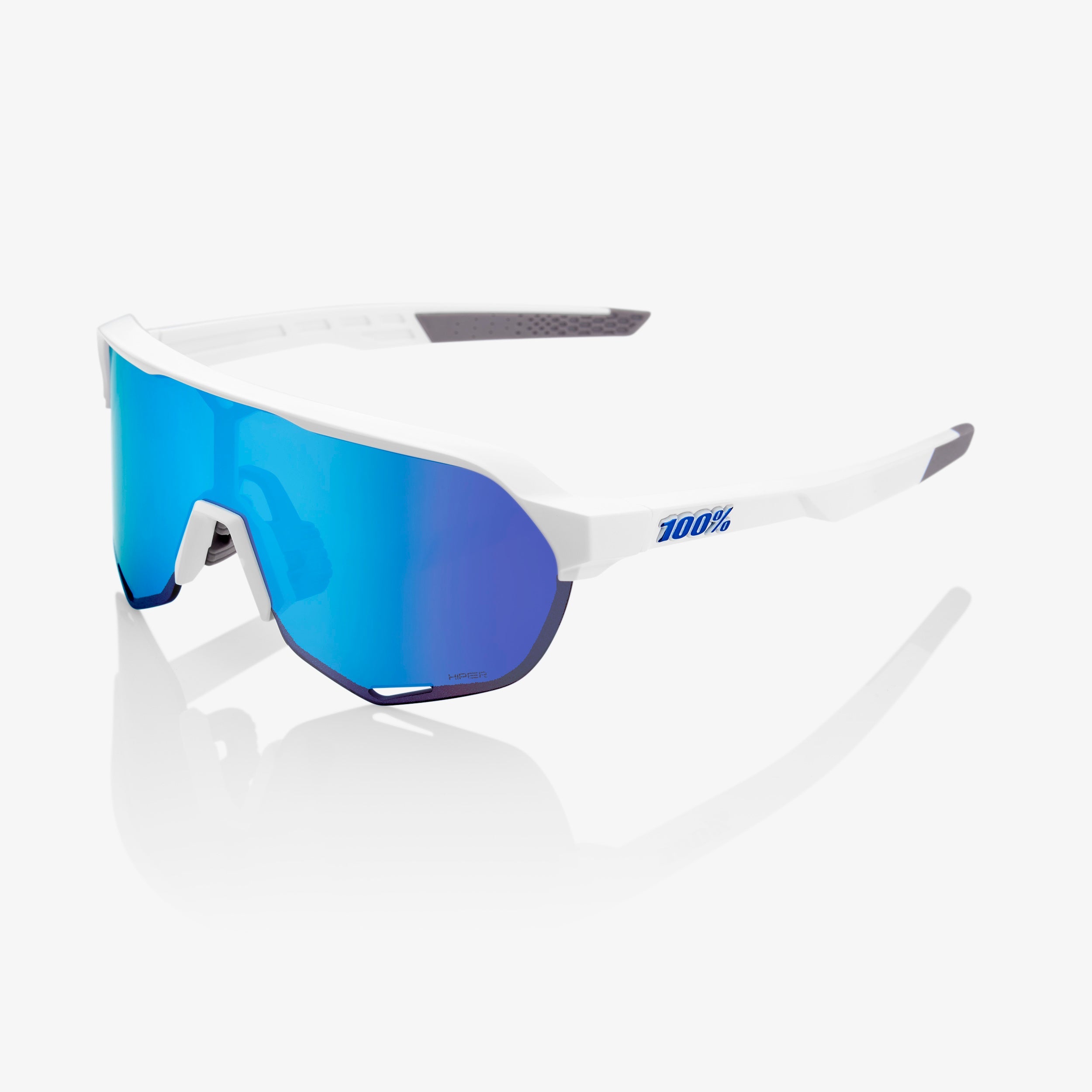100-s2-sonnenbrille-matte-white-hiper-blue-mirror image 1