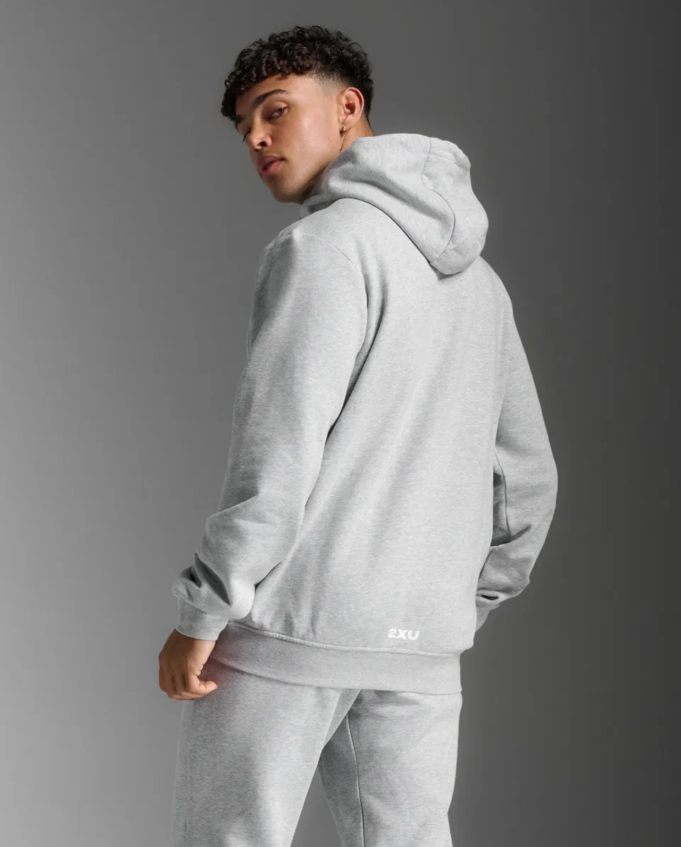 2xu-motion-aspire-zip-hoodie-grey-marle-white-fleece image 1