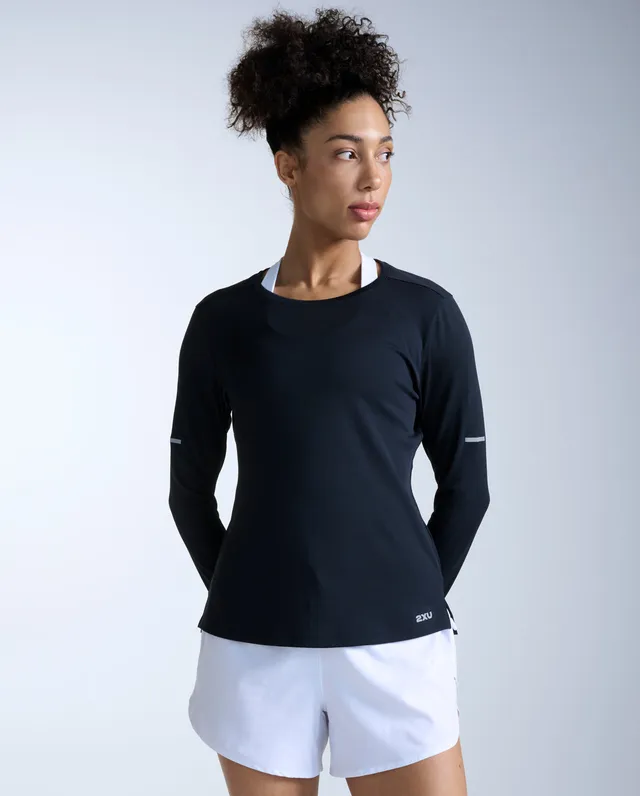 2xu-aero-long-sleeve-laufshirt-damen-black-langarm image 1