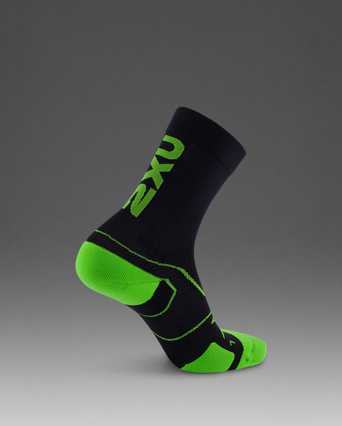 2xu-vectr-cushion-crew-socken-black-neon-green-kompression image 3