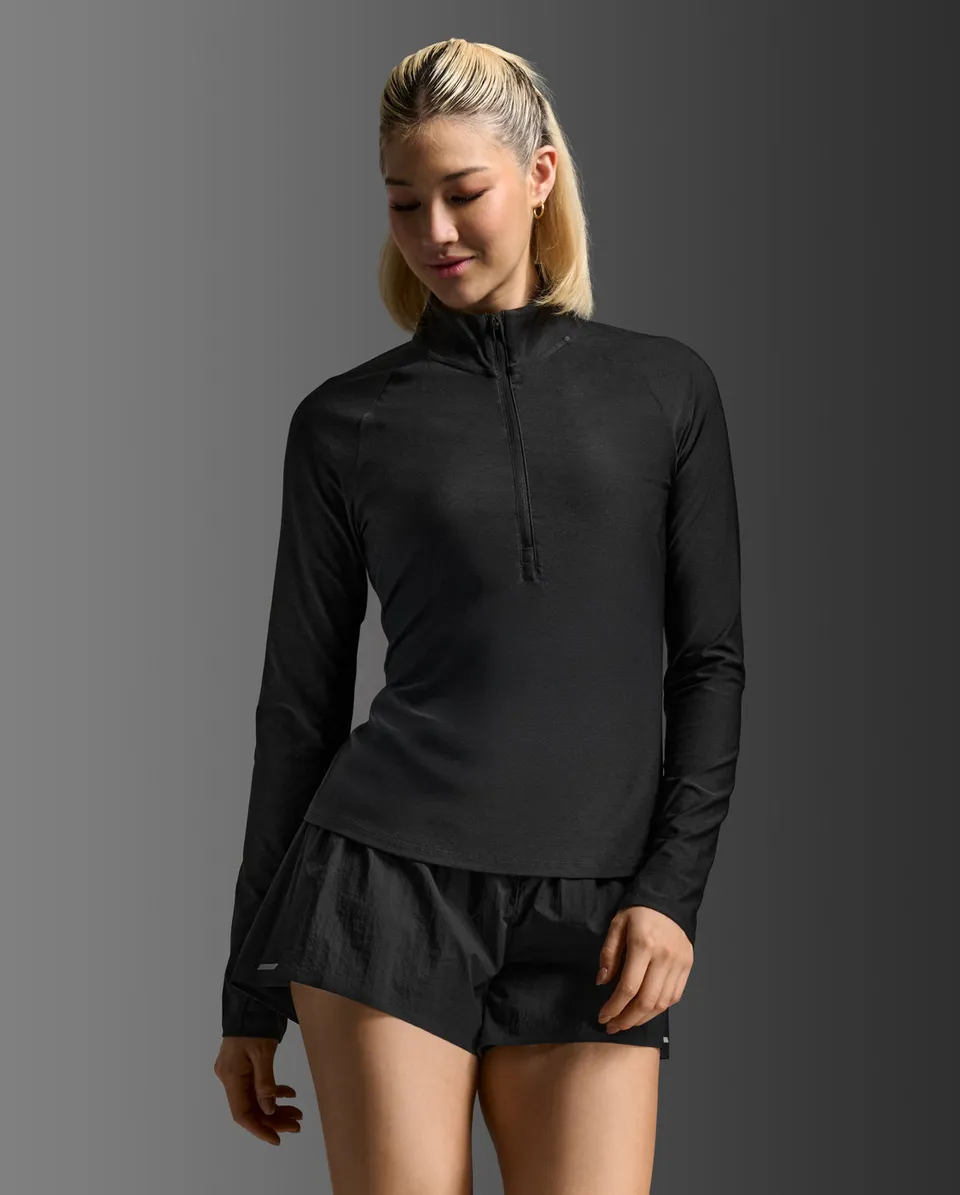 2xu-aero-1-2-zip-laufshirt-damen-schwarz-reflektierend image 1
