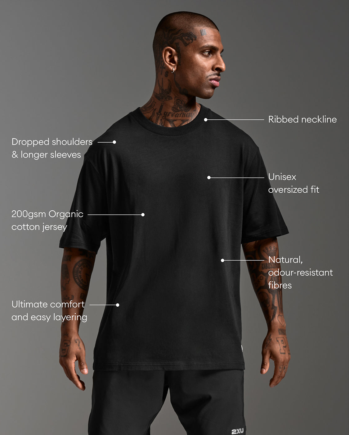 2xu-ez-oversized-organic-cotton-tee-t-shirt-schwarz-bio-baumwolle image 2