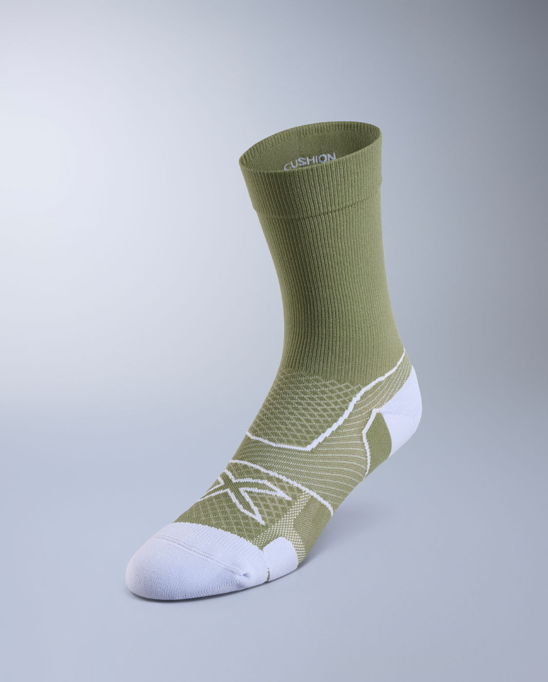 2xu-vectr-cushion-crew-socken-olive-leaf-damen-herren image 1