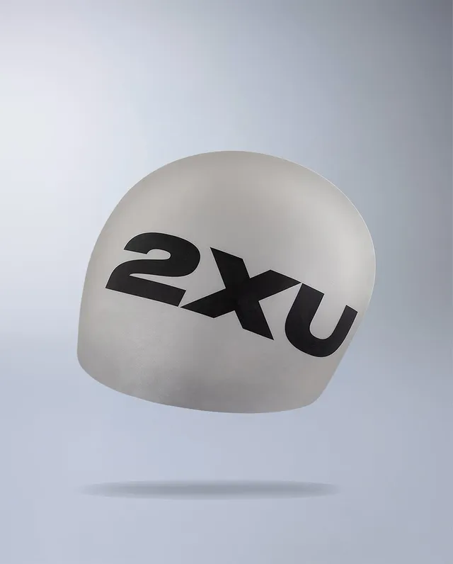 2xu-silicone-swim-cap-badekappe-unisex-silber image 1