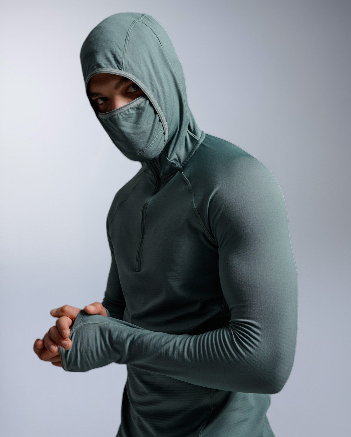 2xu-ignition-grid-1-2-zip-hoodie-olive-leaf-winter image 6