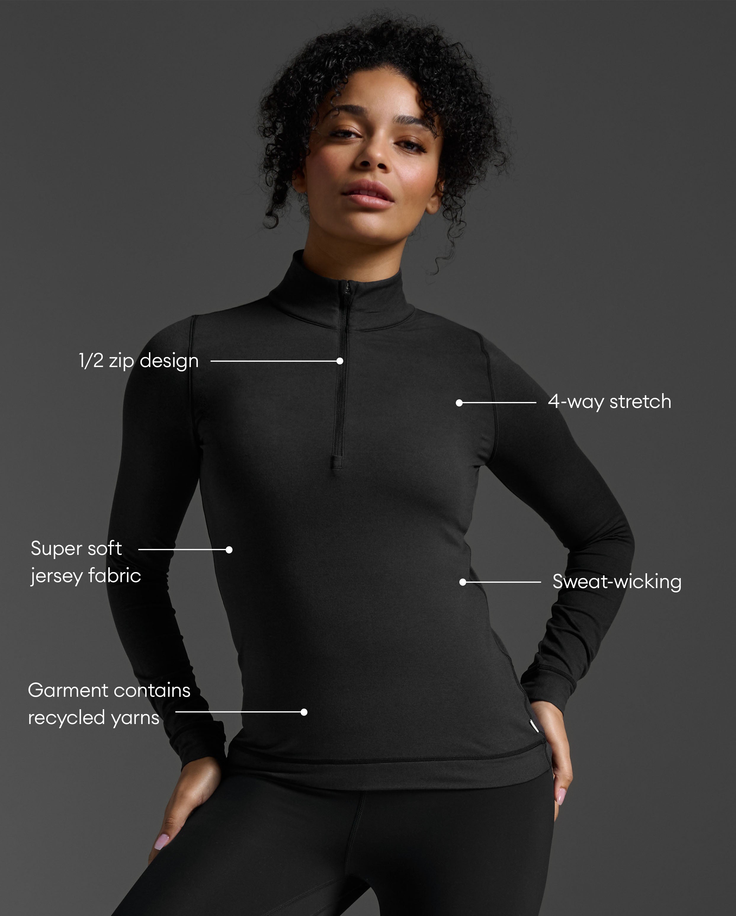 2xu-flex-1-2-zip-langarmshirt-damen-schwarz-jersey image 2