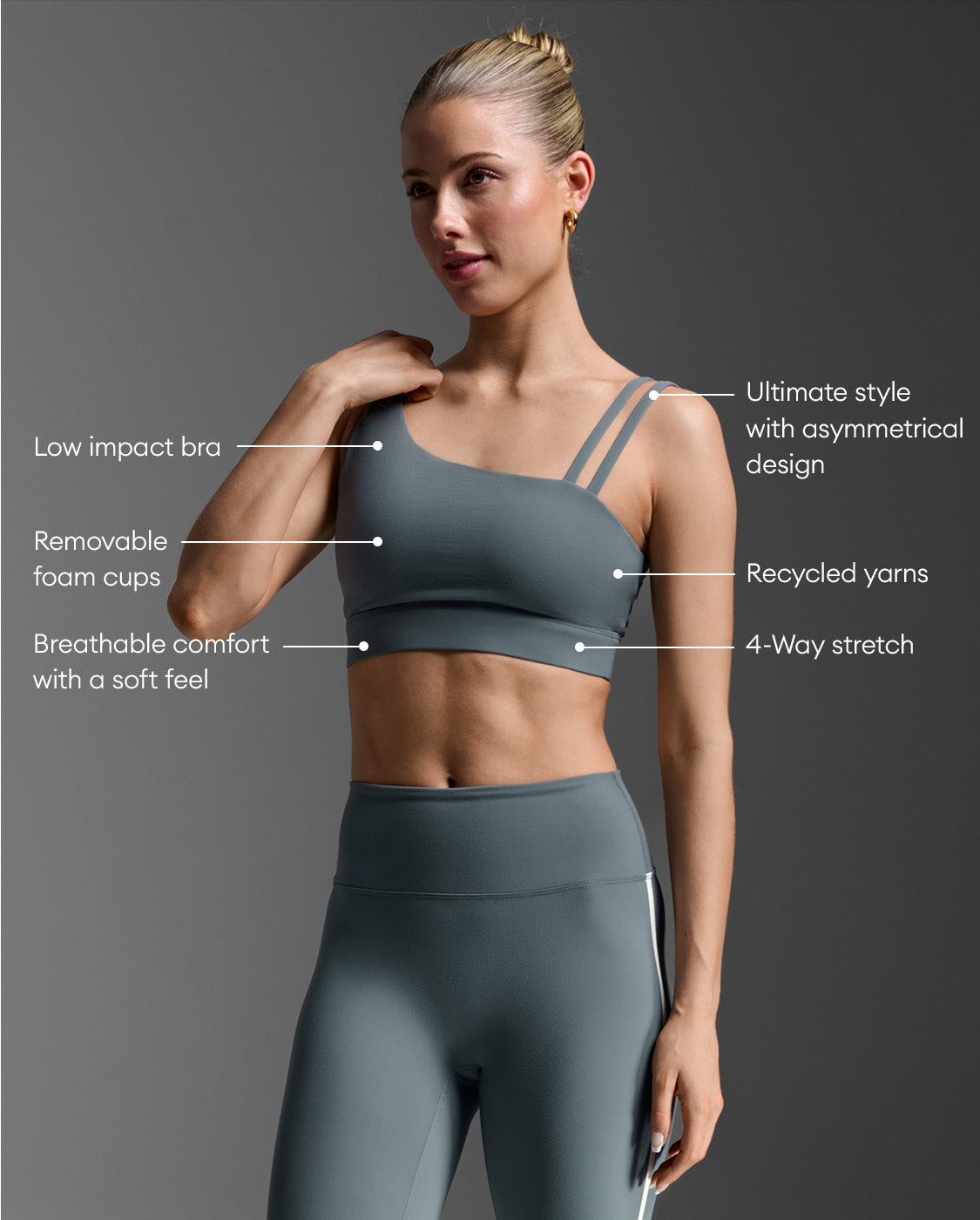 2xu-fluid-asymmetric-bra-damen-dark-sage-sport-bh image 2