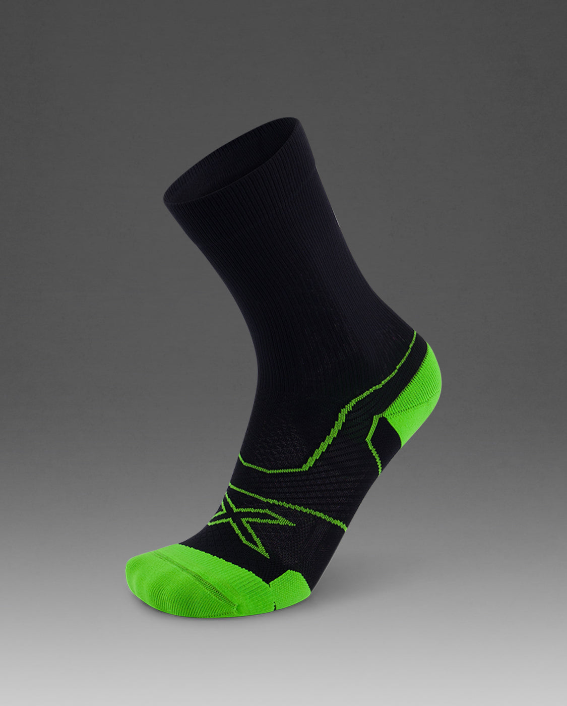 2xu-vectr-cushion-crew-socken-black-neon-green-kompression image 1