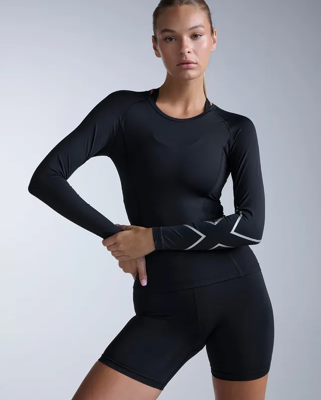 2xu-core-compression-longsleeve-damen-schwarz-silber-kompression image 1
