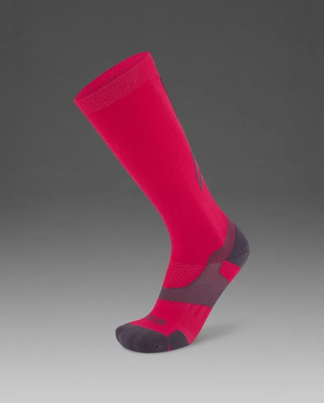 2xu-vectr-light-cushion-kompressionssocken-hot-pink-grey image 1