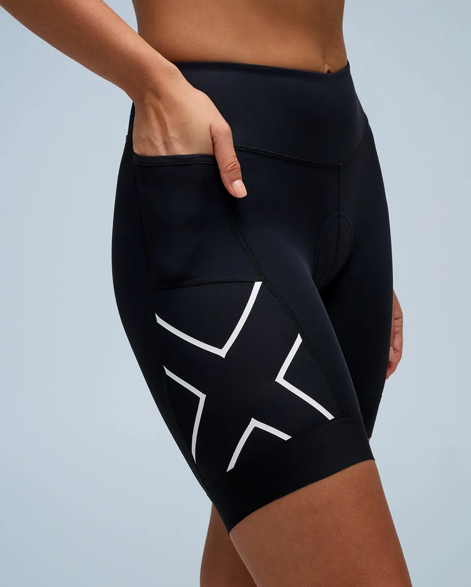 2xu-core-tri-6-inch-shorts-damen-black-white-triathlon image 1