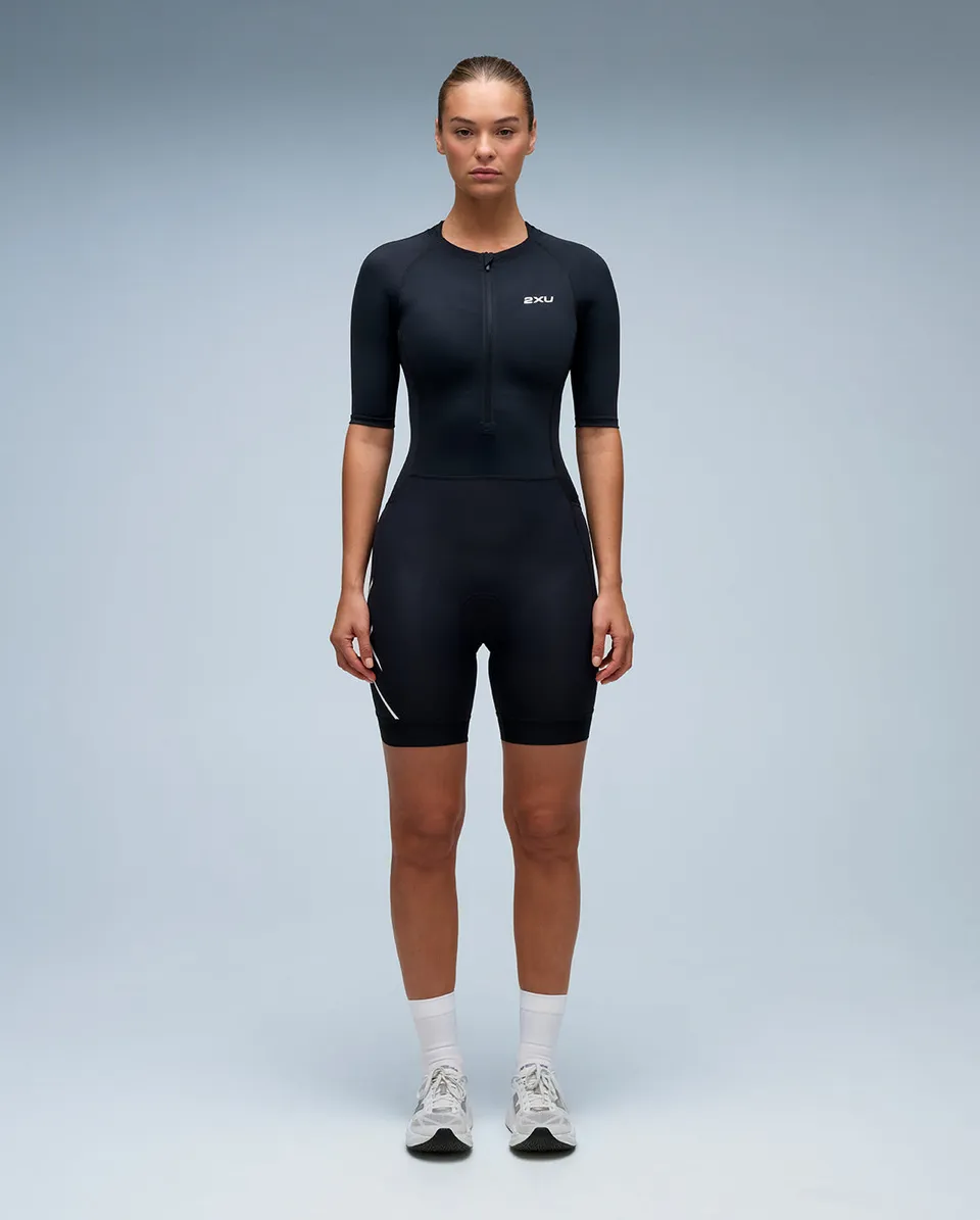 2xu-core-sleeved-trisuit-triathlonanzug-black-damen image 1