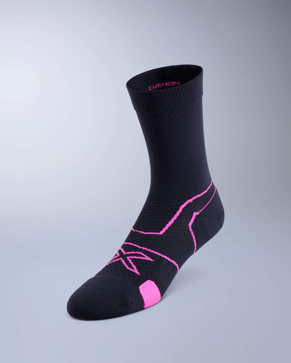 2xu-vectr-cushion-crew-socken-laufsocken-schwarz-pink image 1