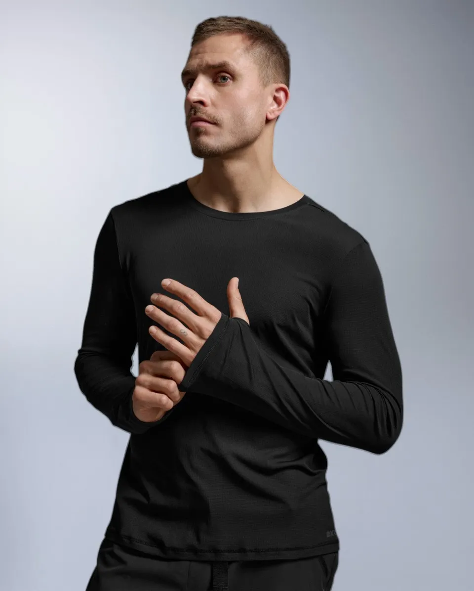 2xu-aero-trail-langarmshirt-herren-schwarz-uv-schutz image 1