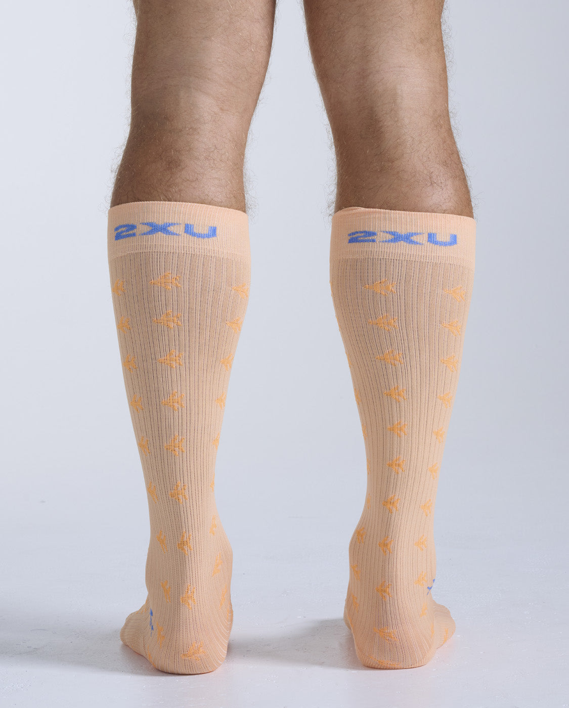 2xu-flight-bamboo-charcoal-kompressionssocken-peach-blue image 3